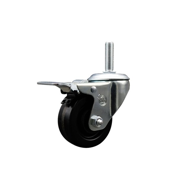 3 Inch Phenolic Wheel Swivel 34 Inch Threaded Stem Caster Total Lock Brake SCC